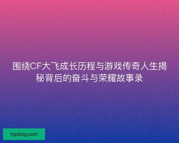 围绕CF大飞成长历程与游戏传奇人生揭秘背后的奋斗与荣耀故事录