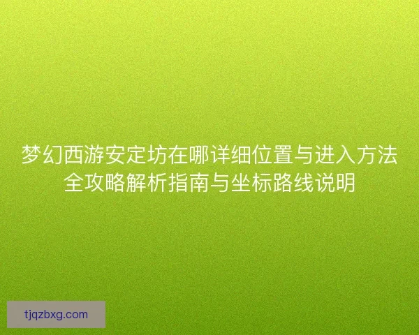 梦幻西游安定坊在哪详细位置与进入方法全攻略解析指南与坐标路线说明