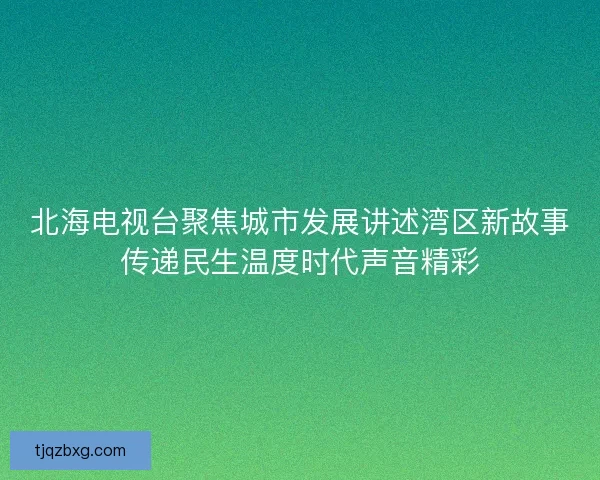 北海电视台聚焦城市发展讲述湾区新故事传递民生温度时代声音精彩
