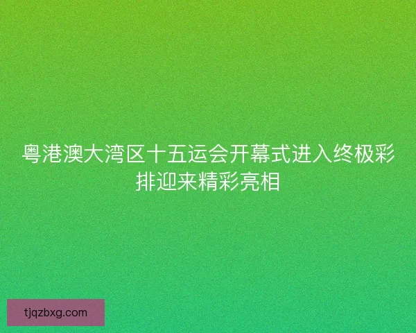 粤港澳大湾区十五运会开幕式进入终极彩排迎来精彩亮相