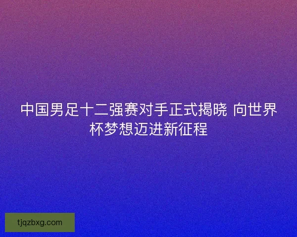 中国男足十二强赛对手正式揭晓 向世界杯梦想迈进新征程 中国男足十二强赛对手正式揭晓 向世界杯梦想迈进新征程