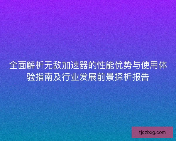 全面解析无敌加速器的性能优势与使用体验指南及行业发展前景探析报告